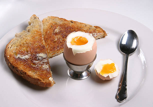 Egg & Toast Soft Boiled Egg & Toast granary toast stock pictures, royalty-free photos & images