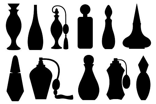 Different perfume bottles illustration isolated on white