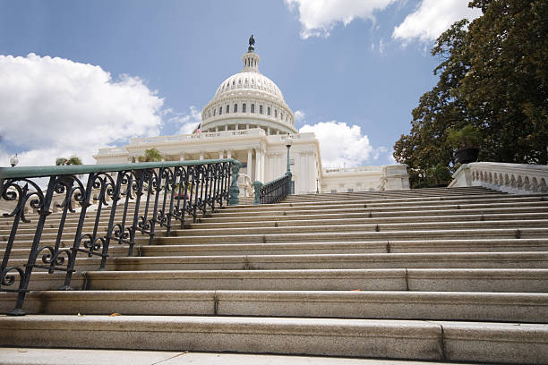 Steps Leading to US Capitol Building Washington DC, Blue Sky