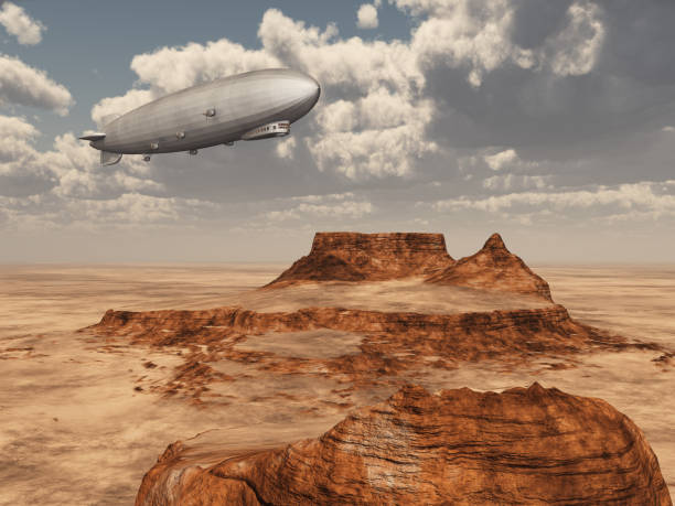 istock Zeppelin over a desert landscape 1792822623