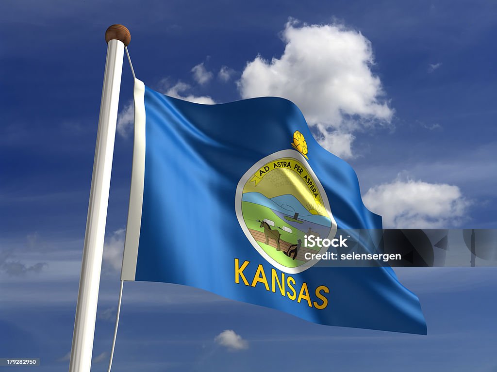 Kansas Flagge (with clipping path - Lizenzfrei Bach Stock-Foto