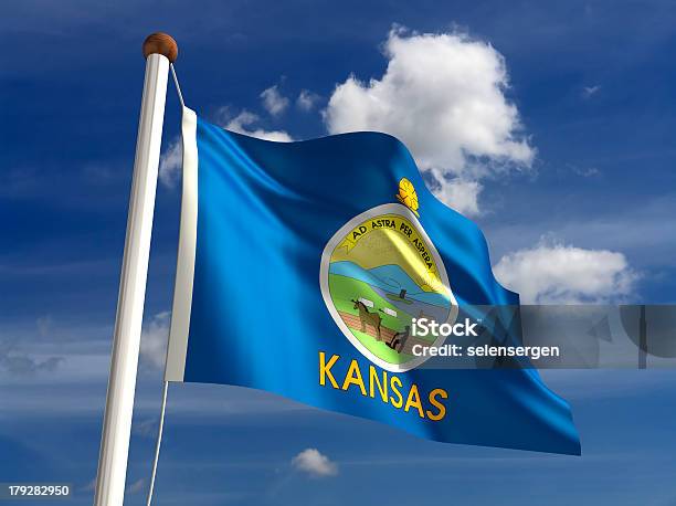 Kansas Flagge With Clipping Path Stockfoto und mehr Bilder von Bach - Bach, Clipping Path, Computergrafiken