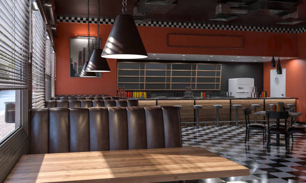 istock Luxurious dark fast-food restaurant 1792830853