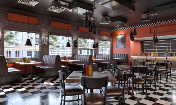 istock Luxurious dark fast-food restaurant 1792830854
