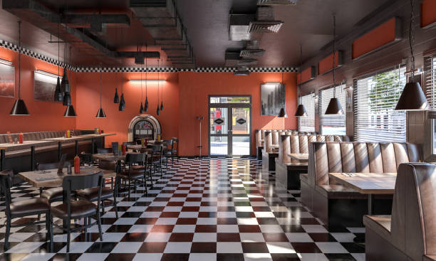 istock Luxurious dark fast-food restaurant 1792830855