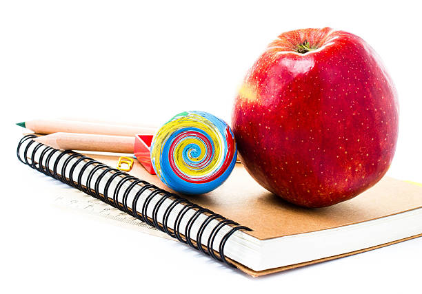Back to school supplies with Notebook and pencil on white