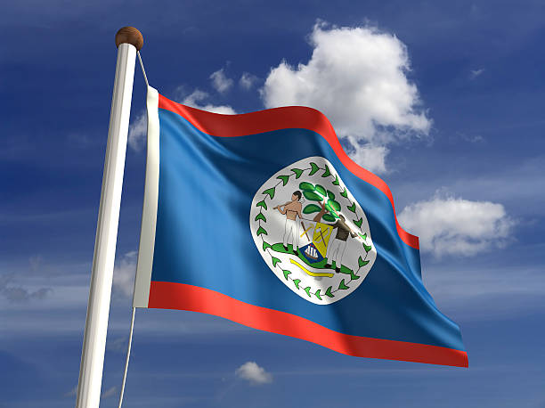 belize bandiera (con clipping path - flag of belize foto e immagini stock