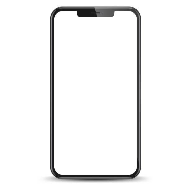 istock Studio shot of Smartphone with blank white screen for Infographic Global Business . Front View Display. Vector illustration. 1792839942