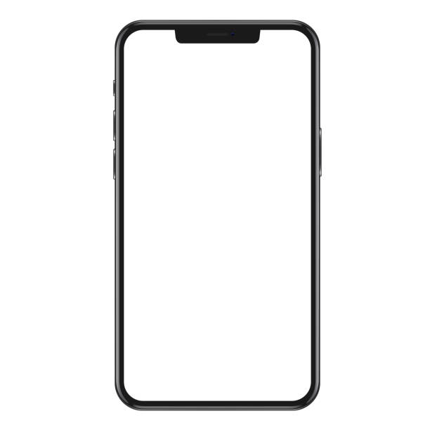 istock Studio shot of Smartphone with blank white screen for Infographic Global Business . Front View Display. Vector illustration. 1792839962