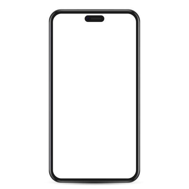 istock Studio shot of Smartphone with blank white screen for Infographic Global Business . Front View Display. Vector illustration. 1792839972