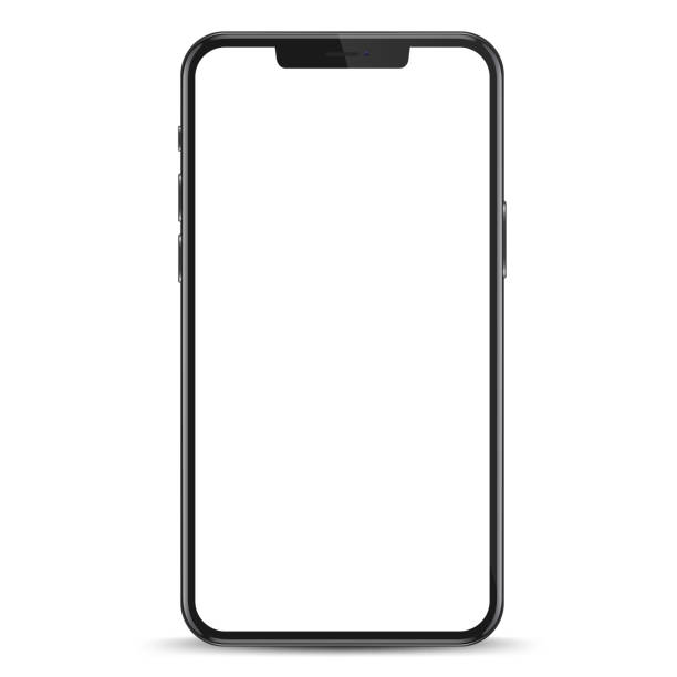 istock Studio shot of Smartphone with blank white screen for Infographic Global Business . Front View Display. Vector illustration. 1792839990