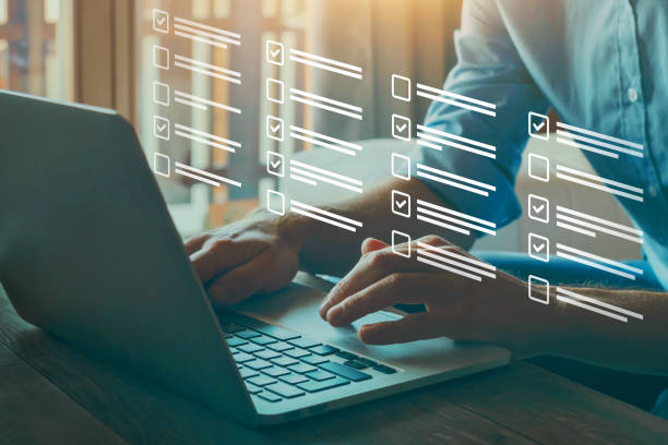 istock filling online form of survey or questionnaire, checkboxes 1792842137