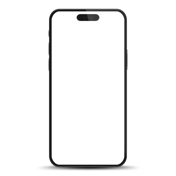 istock Studio shot of Smartphone with blank white screen for Infographic Global Business . Front View Display. Vector illustration. 1792844390