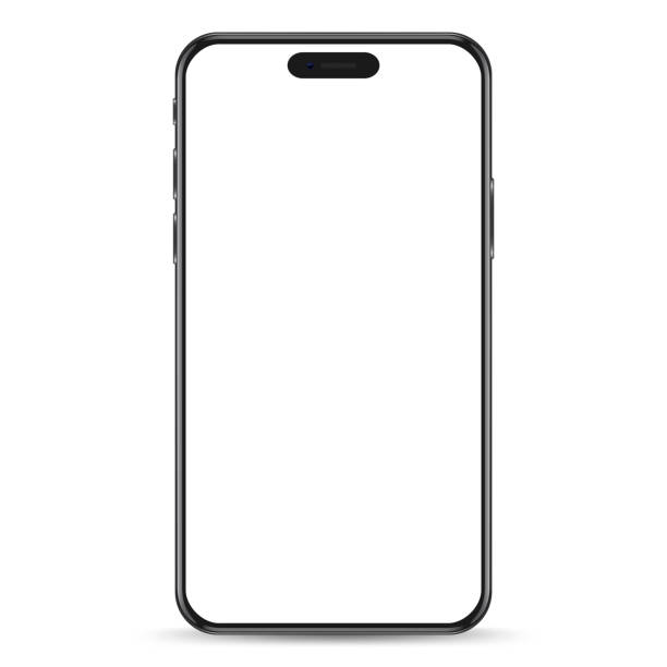 istock Studio shot of Smartphone with blank white screen for Infographic Global Business . Front View Display. Vector illustration. 1792844397