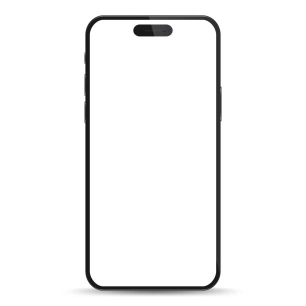 istock Studio shot of Smartphone with blank white screen for Infographic Global Business . Front View Display. Vector illustration. 1792844407