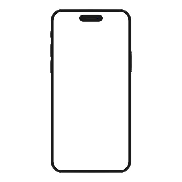 istock Studio shot of Smartphone with blank white screen for Infographic Global Business . Front View Display. Vector illustration. 1792844420