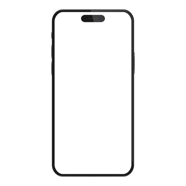 istock Studio shot of Smartphone with blank white screen for Infographic Global Business . Front View Display. Vector illustration. 1792844424
