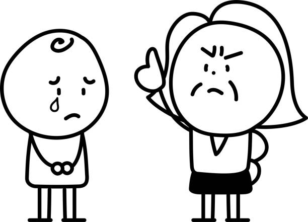 Angry woman and crying boy / illustration material (vector illustration) Angry woman and crying boy / illustration material (vector illustration) clip art of a old man crying stock illustrations