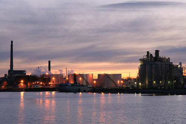 istock Shipped docked at industrial plant 179285415