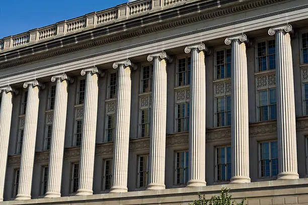 Photo of Front Facade Row Columns, Department of Commerce, Washington DC, USA