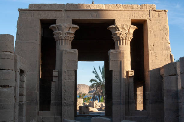 Lake Nasser, Egypt january 6 2008 - The temple of Isis from Philae at its current location on Agilkia Island in Lake Nasser