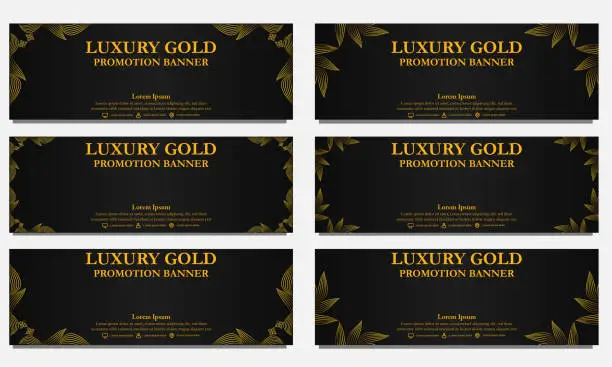 Vector illustration of golden floral  horizontal banner template. Suitable for web banner, banner and internet ads design