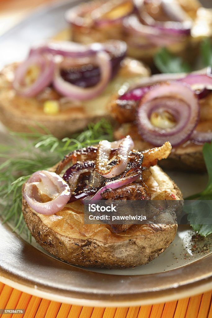 Oven veal Oven veal with cheese on the bread roll Bun - Bread Stock Photo