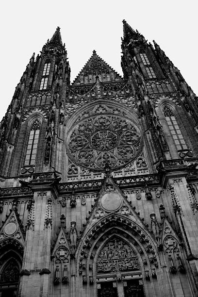 Gothic St. Vitus Cathedral at Prague castle stock photo