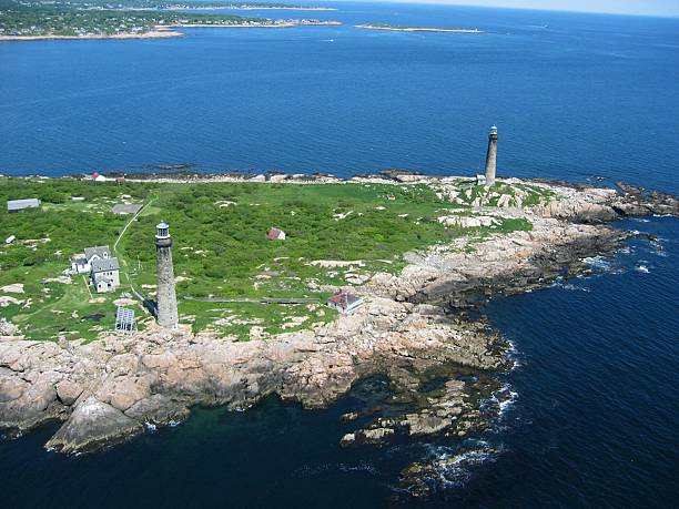 Aerial View Of Duel Lighthouses