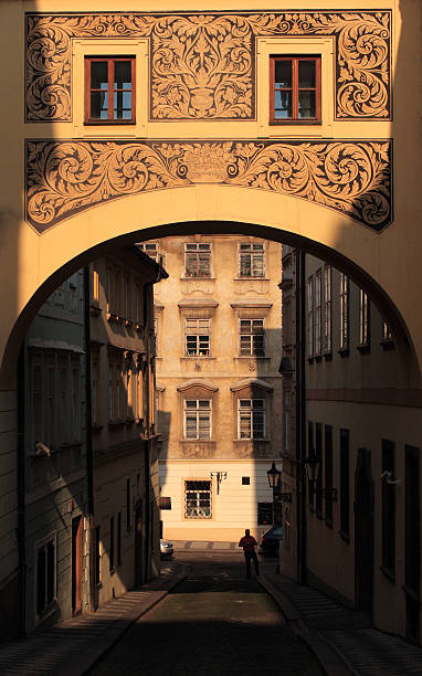 Cтоковое фото Исторический Праге street lit by Вечернее солнце