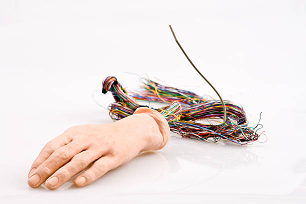 istock Android Hand with Wires Coming Out on Isolated Background 179287997