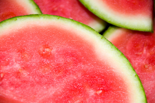 Seedless watermelon macro. Genetically modified food.