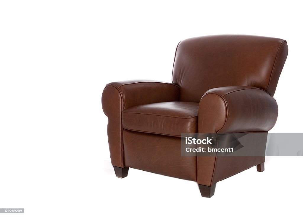 Leather Recliner Chair (Isolated) Modern, sleek leather recliner chair. Isolated on white background. Armchair Stock Photo