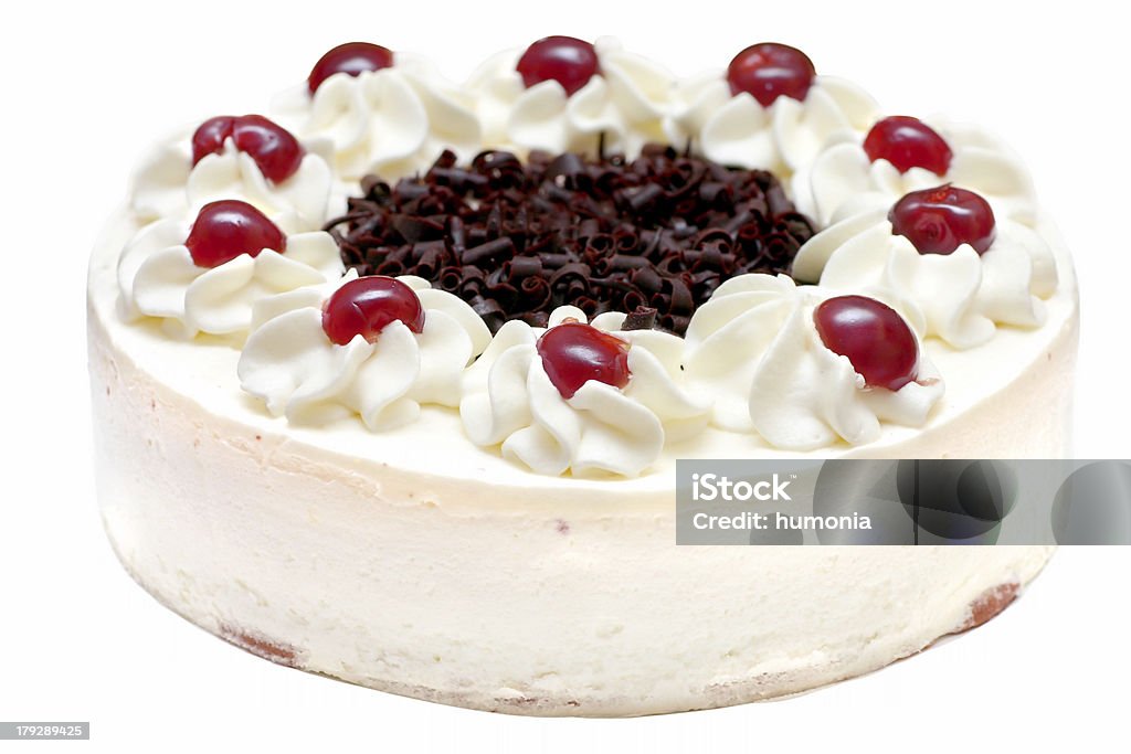 Whipped Cream Cake Cake with cherries and whipped cream. Cake Stock Photo