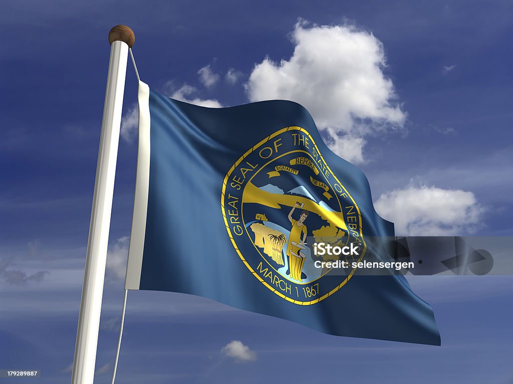 Nebraska Flagge (with clipping path - Lizenzfrei Bach Stock-Foto