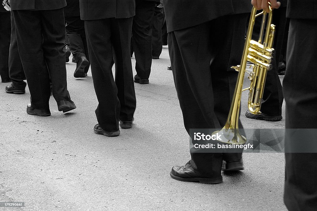 Banda de marcha trompetista-vías - Foto de stock de Actuación - Espectáculo libre de derechos