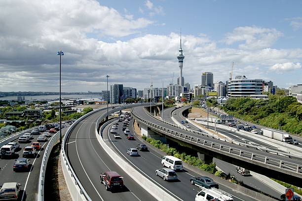 Rush hour in Auckland, New Zealand stock photo