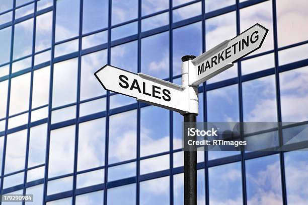 Sales Marketing Business Signpost Stock Photo - Download Image Now - Backgrounds, Building Exterior, Business