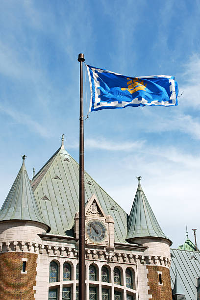 istock Quebec City Railway Station and flag 179291005