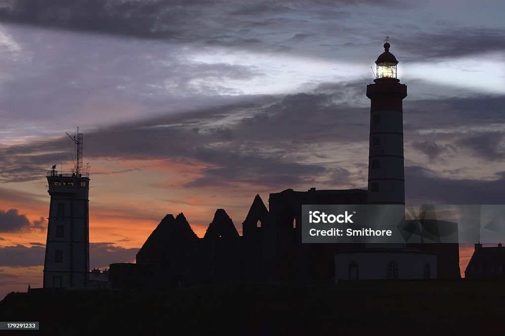 Saint-Mathieu Leuchtturm bei Sonnenuntergang - Lizenzfrei Abenddämmerung Stock-Foto