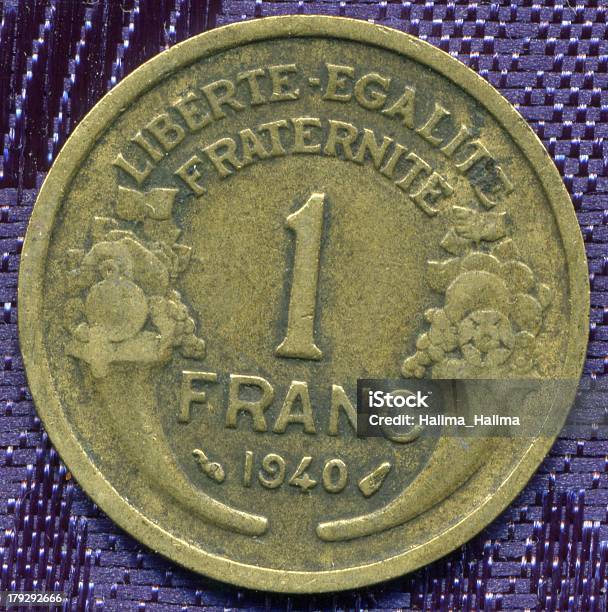 빈티지 프랑스 프랑 동전 1 서카 1940 고풍스런에 대한 스톡 사진 및 기타 이미지 - 고풍스런, 동전, 오래된