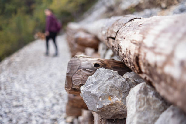 Woman and her friends hiking at a natural reserve near their home
