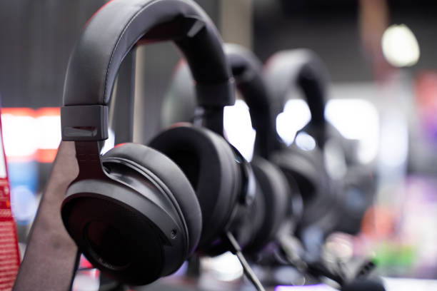 istock Over-ear wireless headphones on a light blurred background 1792938413