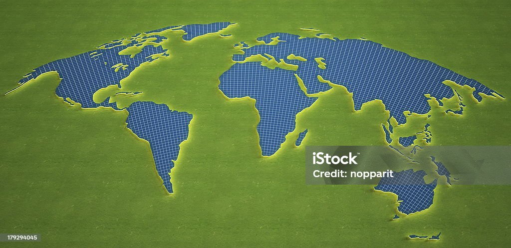 Mapa do mundo feito de Painel Solar - Royalty-free Ciência Foto de stock