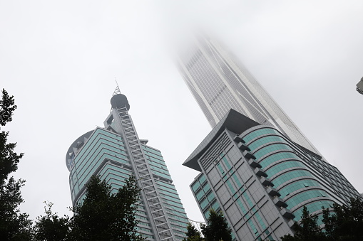 China Shenzhen city downtown financial district business tower