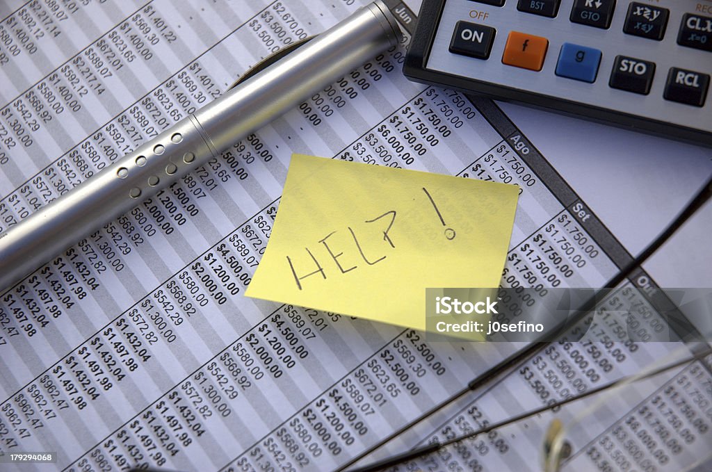 Financial difficulty Spreadsheet Stock Photo