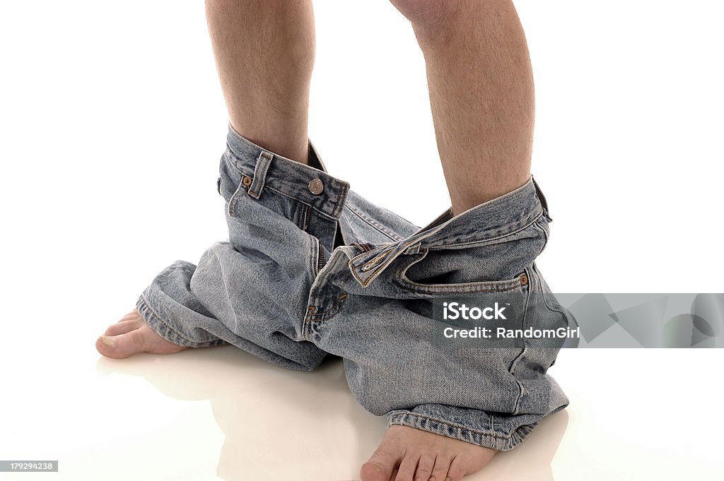 Caught with pants down. Denim pants around ankles. Caught With Your Pants Down Stock Photo