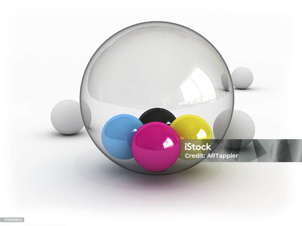 CMJN balles dans la sphère de verre - Photo de Infographie - Production artistique libre de droits