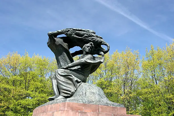 "Frederick Chopin under Crying Willow, famous monument in Lazienki Park. Warsaw, Poland"