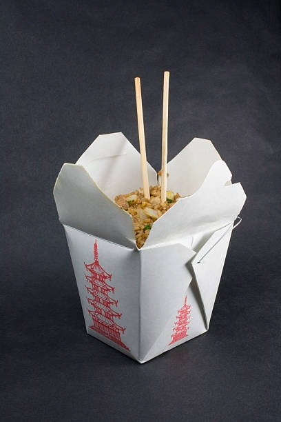 Fried rice take out Fried rice in a chinese take out food container with chopsticks. chinese food photos stock pictures, royalty-free photos & images